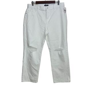 DL1961 White Patti Straight Leg High Waist Distressed Jeans Size 32